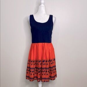 NWOT Lucy & Co. Navy and Orange Sleeveless tank Dress